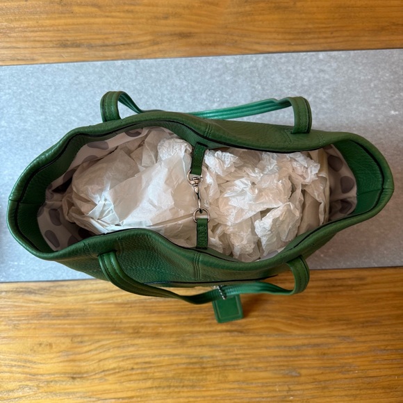 Coach Julia Op Art Perry Leather Tote Rare Green Colorway Authentic Large EUC - Picture 7 of 16